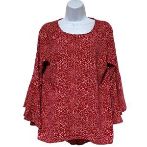 Med-Flare Sleeve Top Approx. 11" Inch Slit Back Bottom Keyhole Back With Button